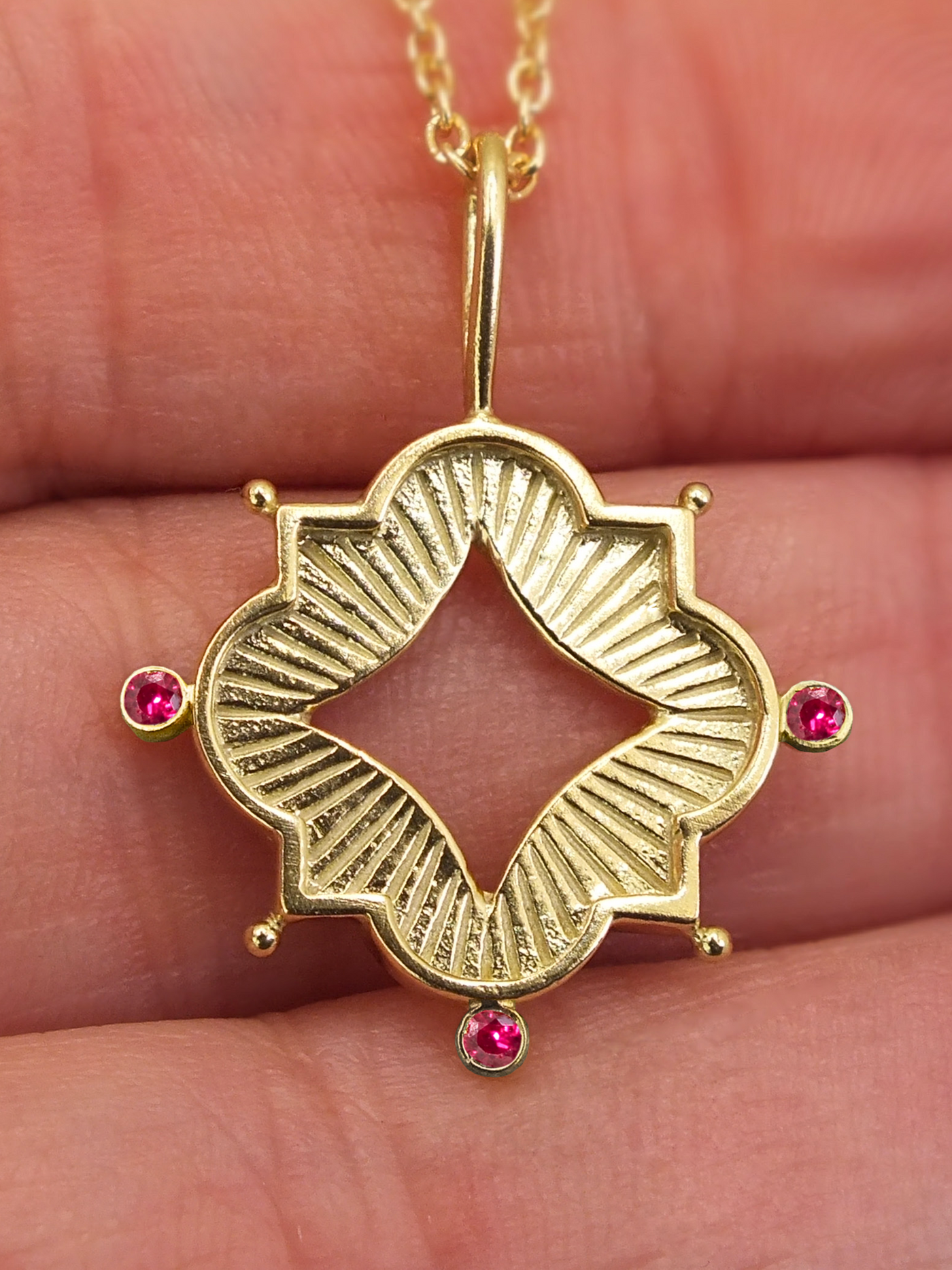 Luminis Aegis Gold Necklace with Emeralds, Rubies, or Sapphires