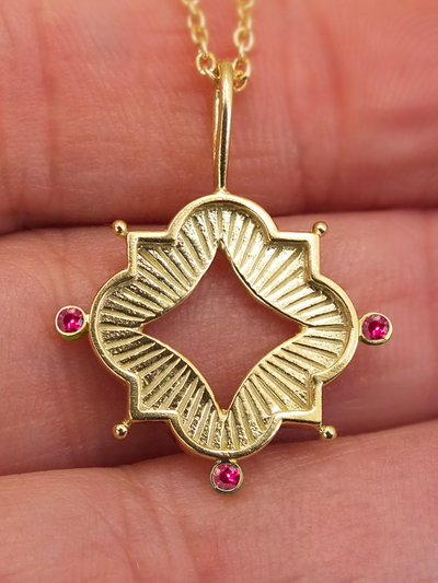 Luminis Aegis Gold Necklace with Emeralds, Rubies, or Sapphires