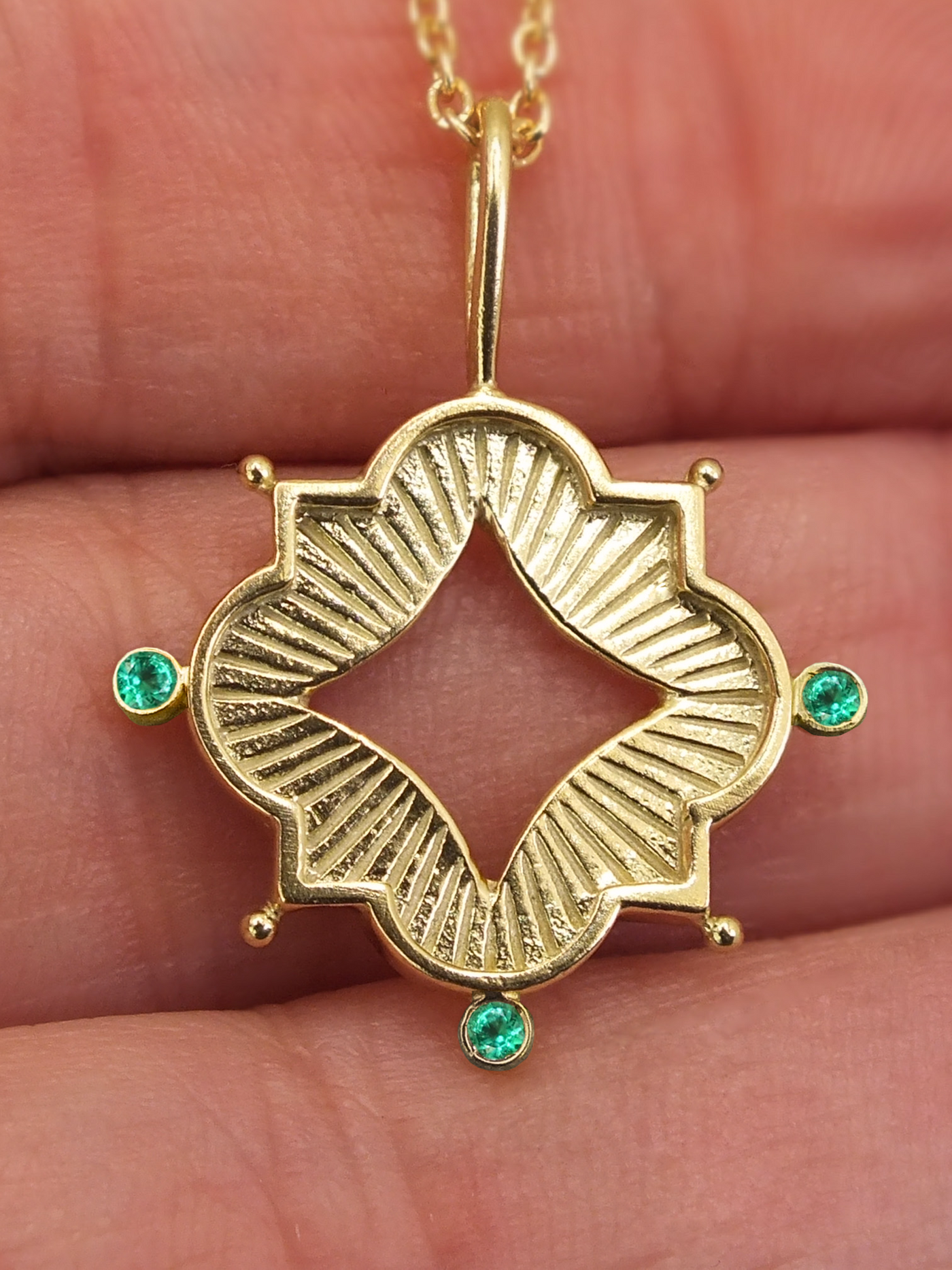 Luminis Aegis Gold Necklace with Emeralds, Rubies, or Sapphires