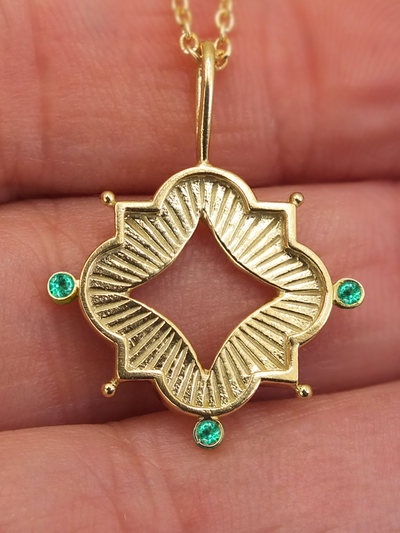 Luminis Aegis Gold Necklace with Emeralds, Rubies, or Sapphires