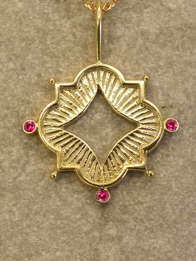 Luminis Aegis Gold Necklace with Emeralds, Rubies, or Sapphires