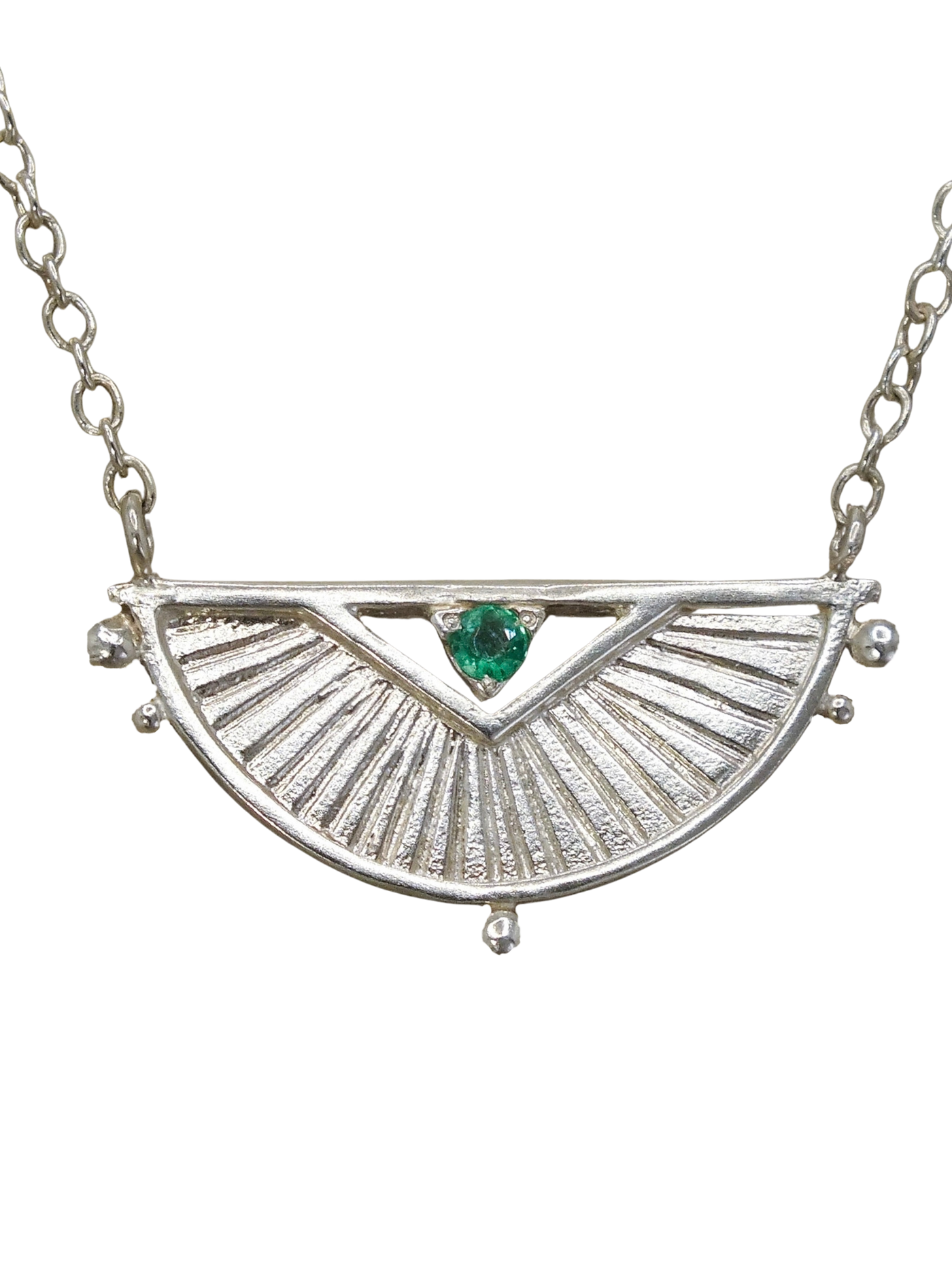 Eos Necklace in Sterling Silver and Emerald