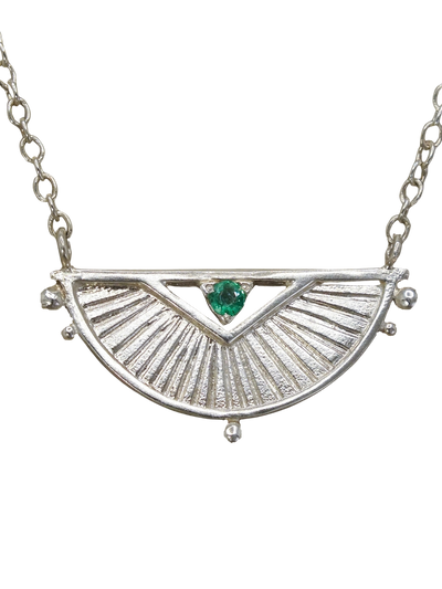 Eos Necklace in Sterling Silver and Emerald