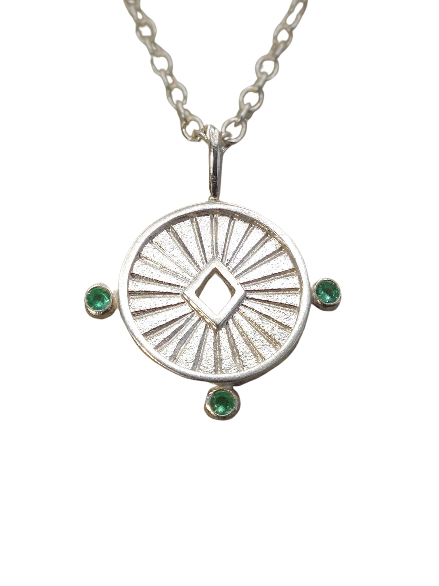 Aurora Necklace in Sterling Silver with Emerald
