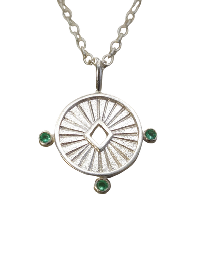 Aurora Necklace in Sterling Silver with Emerald