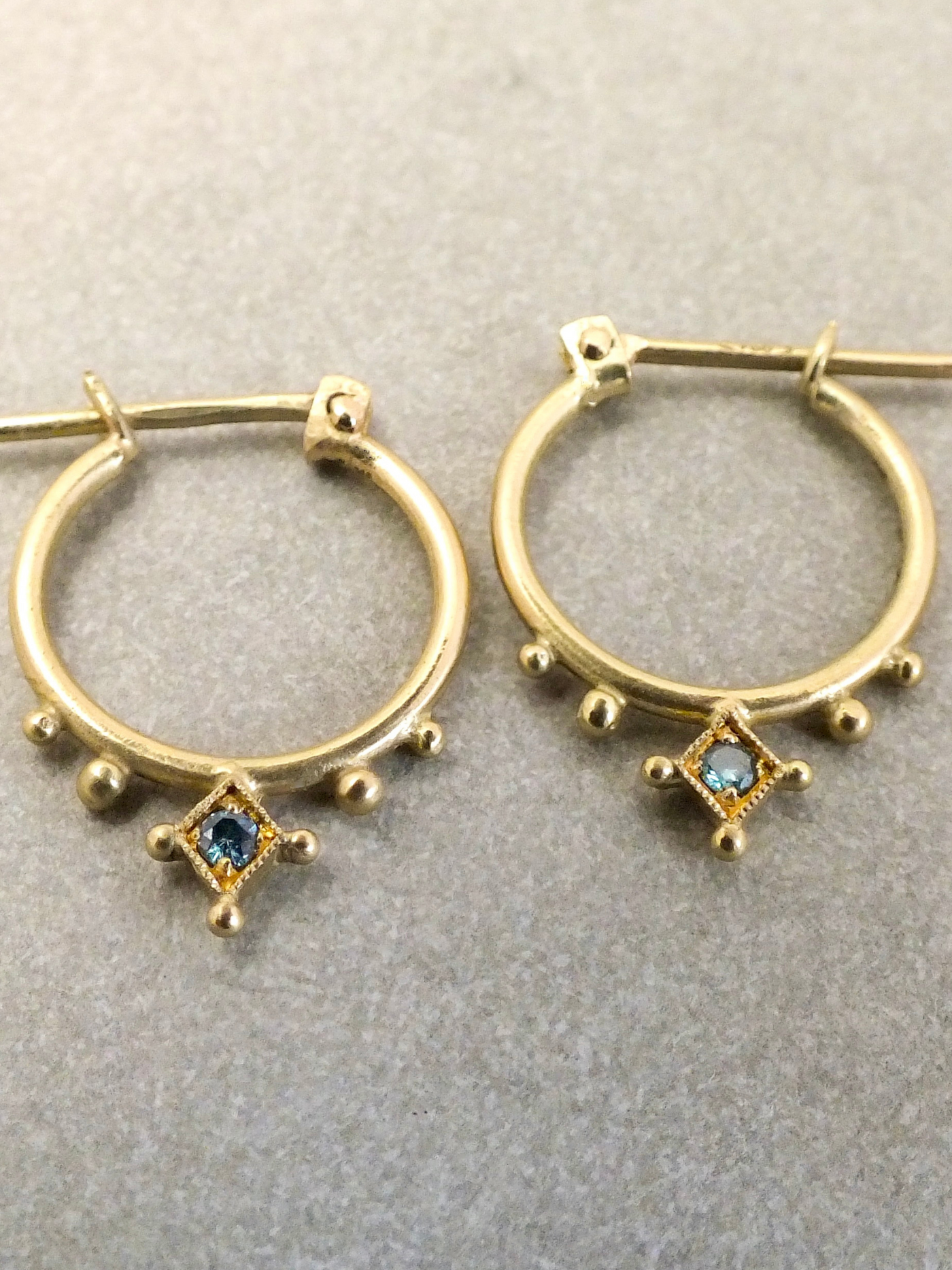 Temple of the Stars hoops with Blue Diamonds
