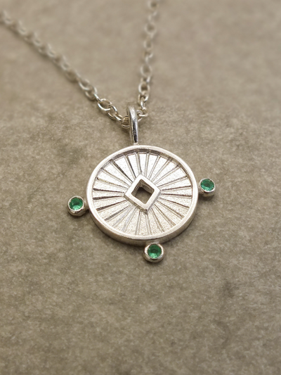 Aurora Necklace in Sterling Silver with Emerald