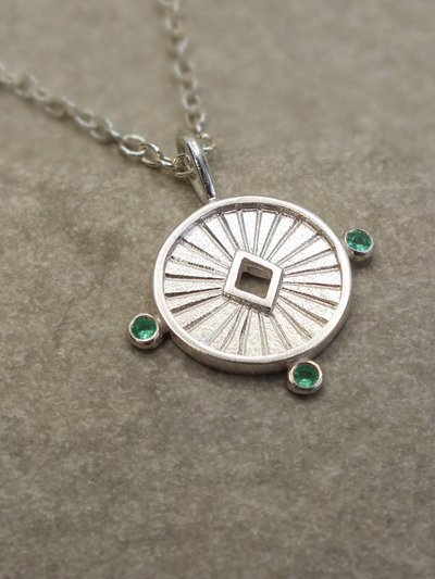 Aurora Necklace in Sterling Silver with Emerald