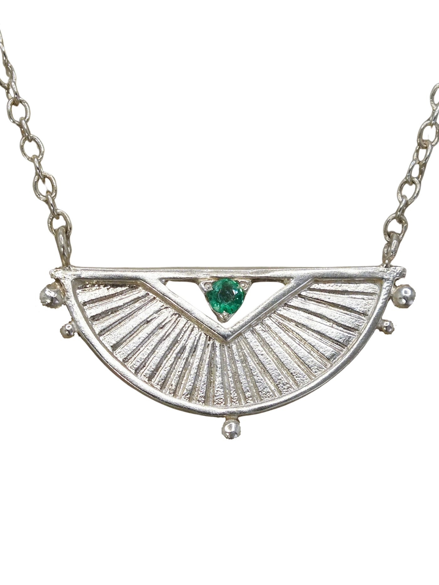 Eos Necklace in Sterling Silver and Emerald