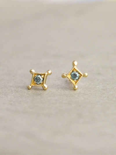 Temple of the Stars Blue Diamond Stud Earrings