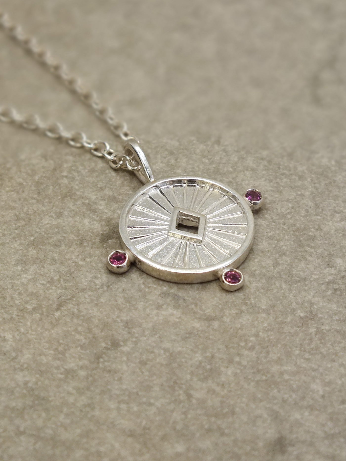 Aurora Necklace in Sterling Silver with Rhodolite