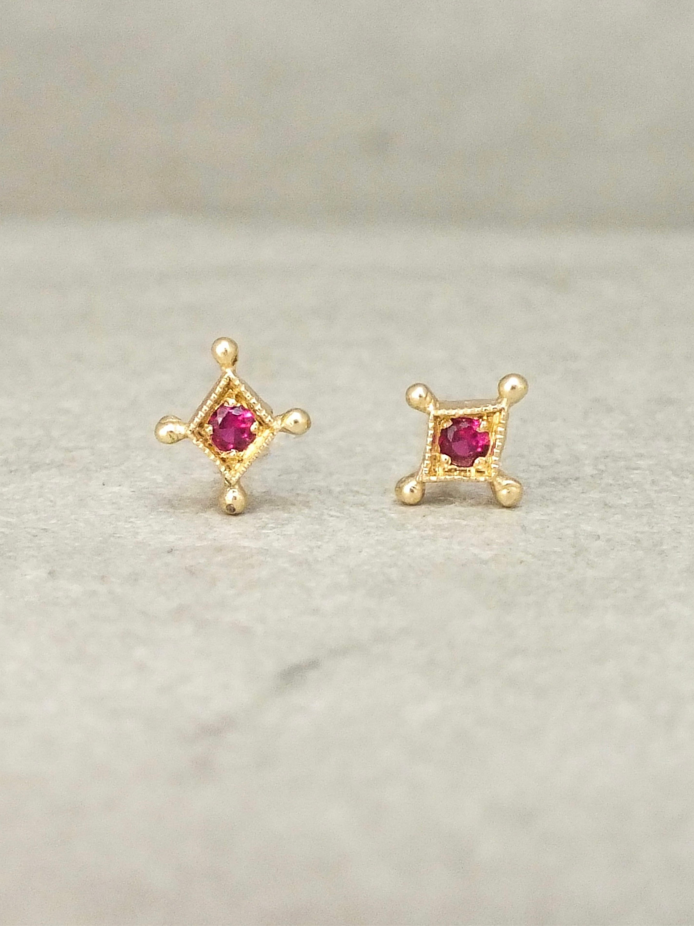 Temple of the Stars Ruby Stud Earrings