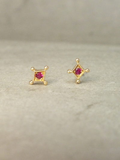 Temple of the Stars Ruby Stud Earrings
