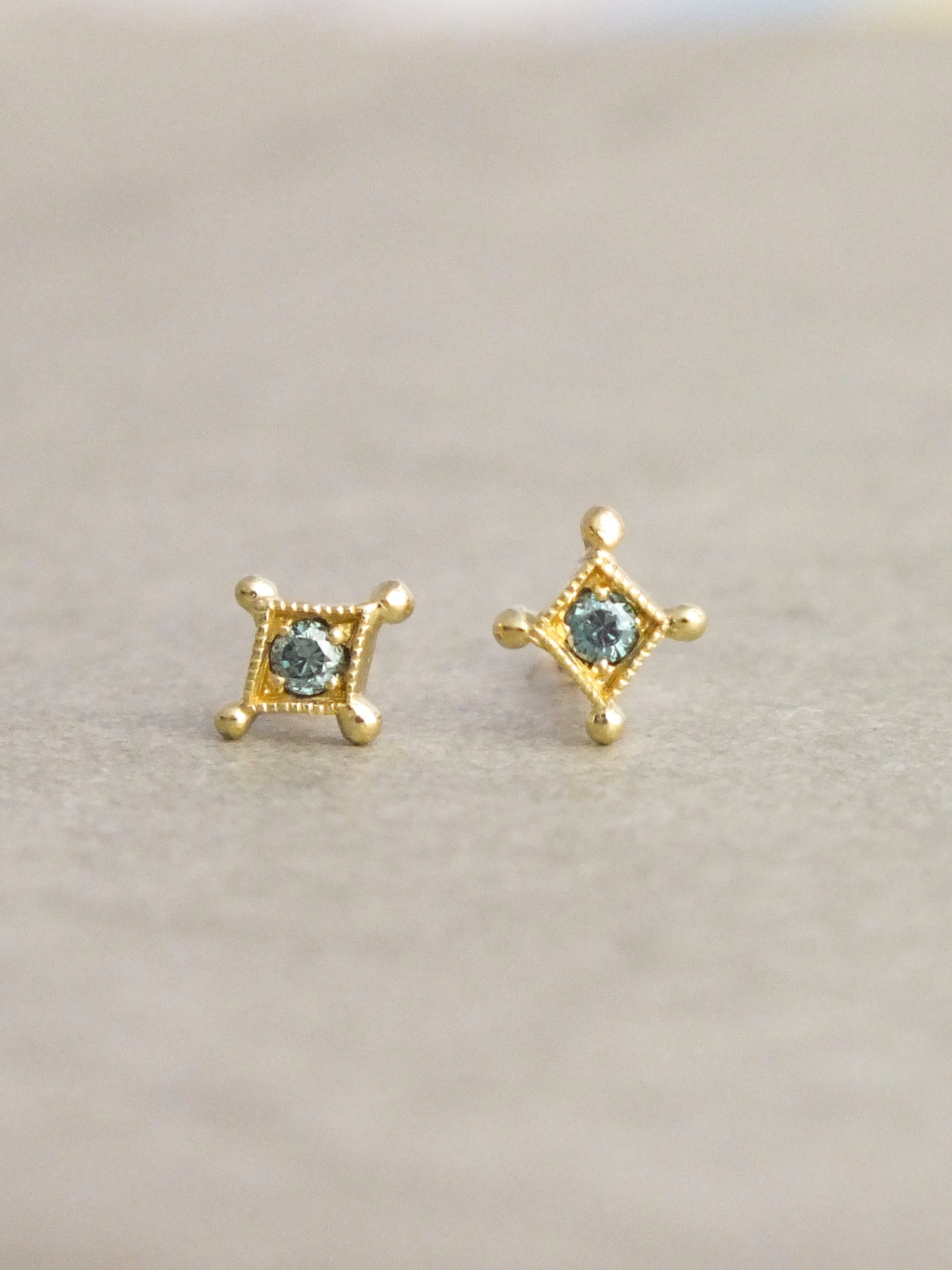 Temple of the Stars Blue Diamond Stud Earrings