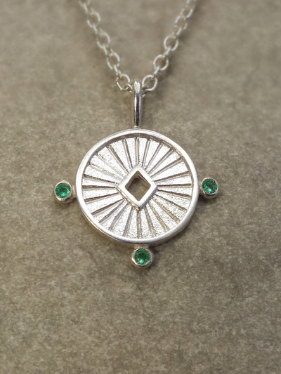 Aurora Necklace in Sterling Silver with Emerald