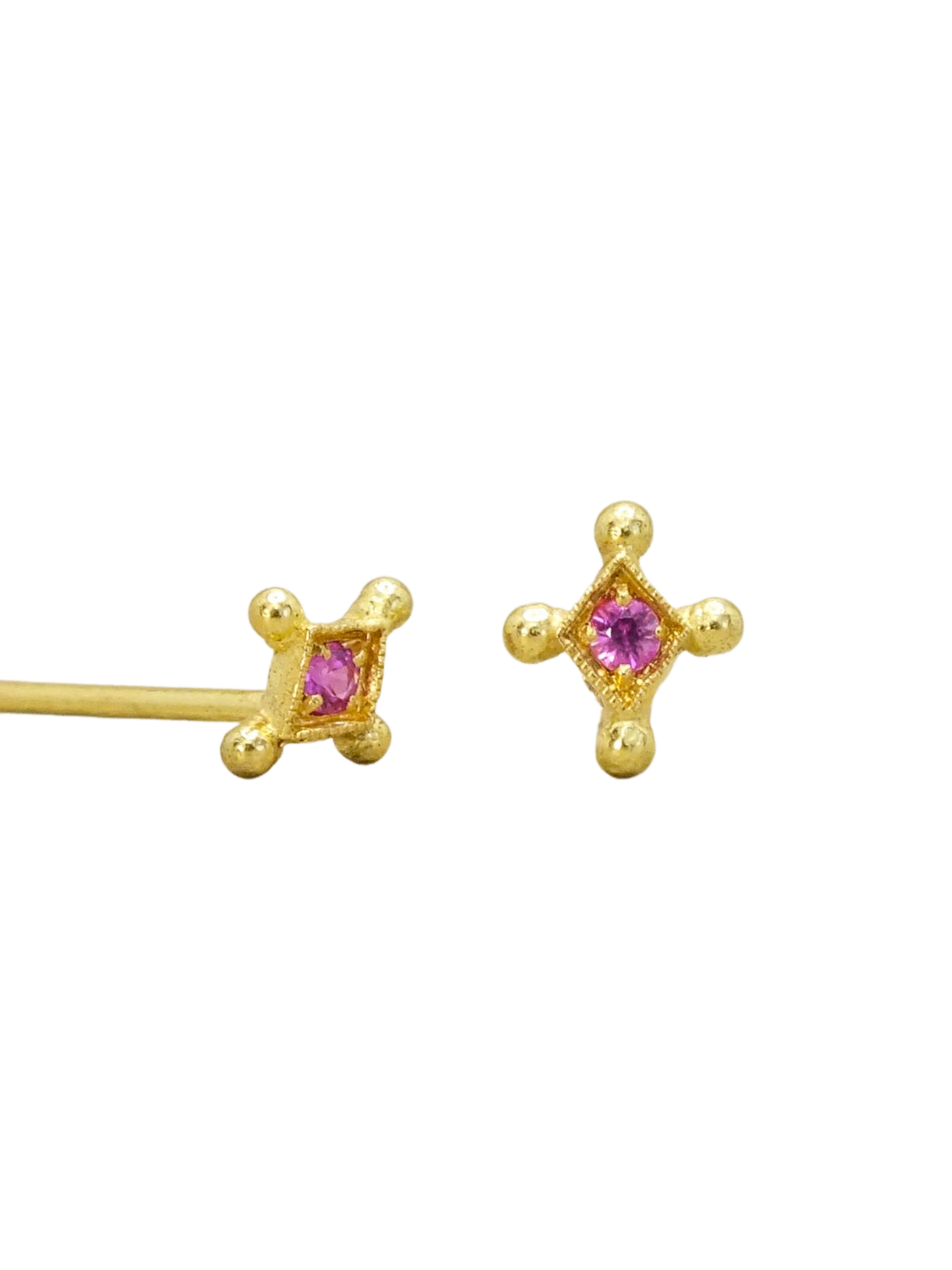 Temple of the Stars Pink Sapphire Stud Earrings