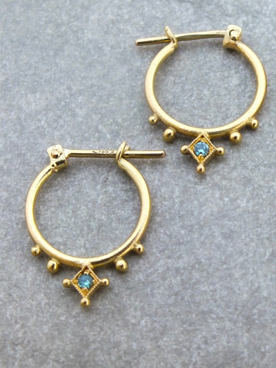 Temple of the Stars hoops with Blue Diamonds