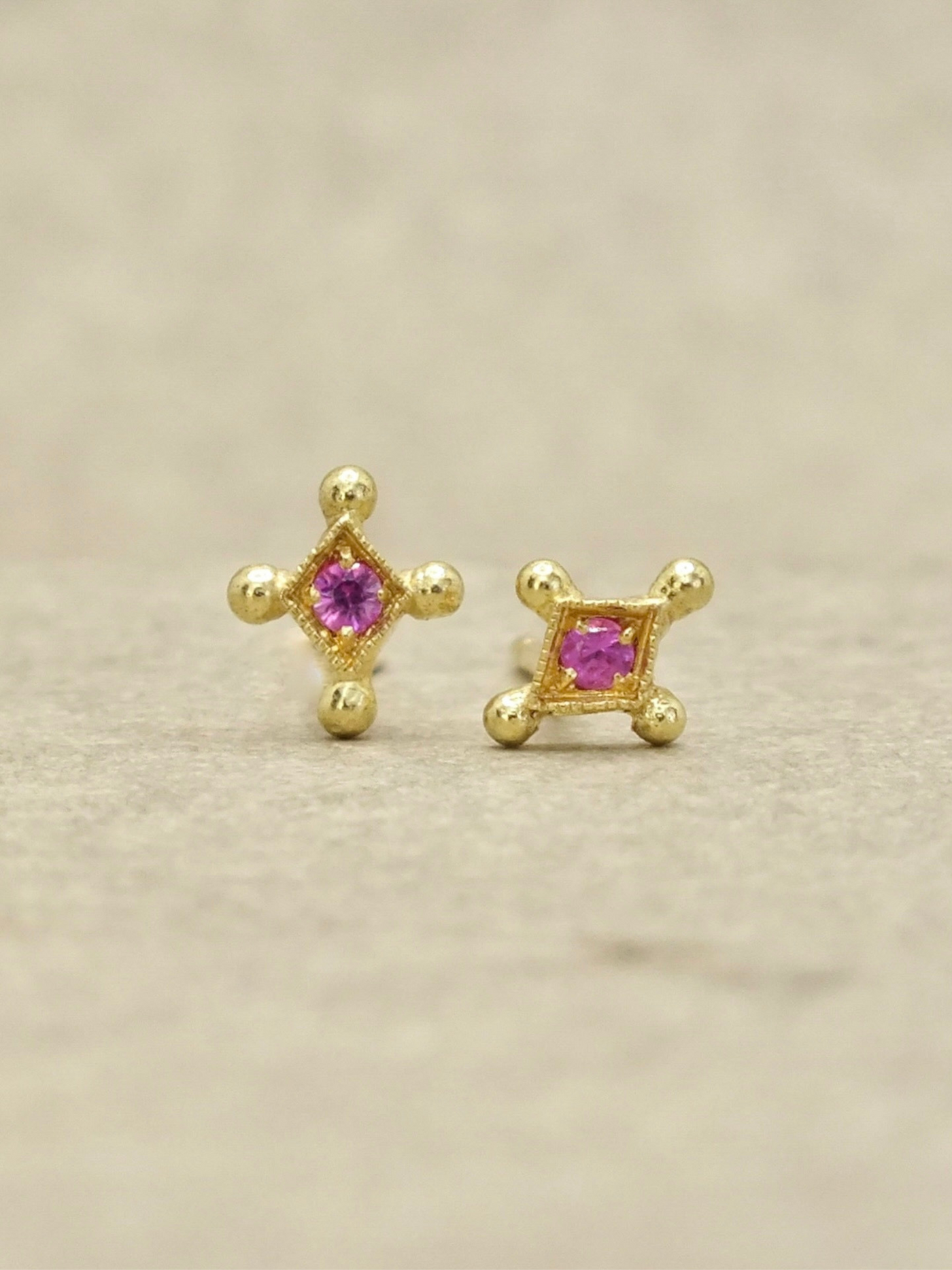 Temple of the Stars Pink Sapphire Stud Earrings