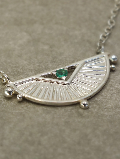 Eos Necklace in Sterling Silver and Emerald