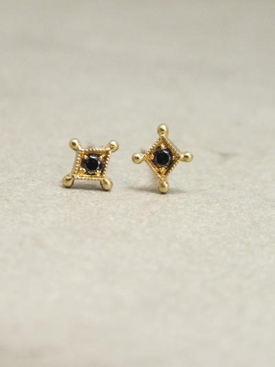 Temple of the Stars Black Diamond Stud Earrings