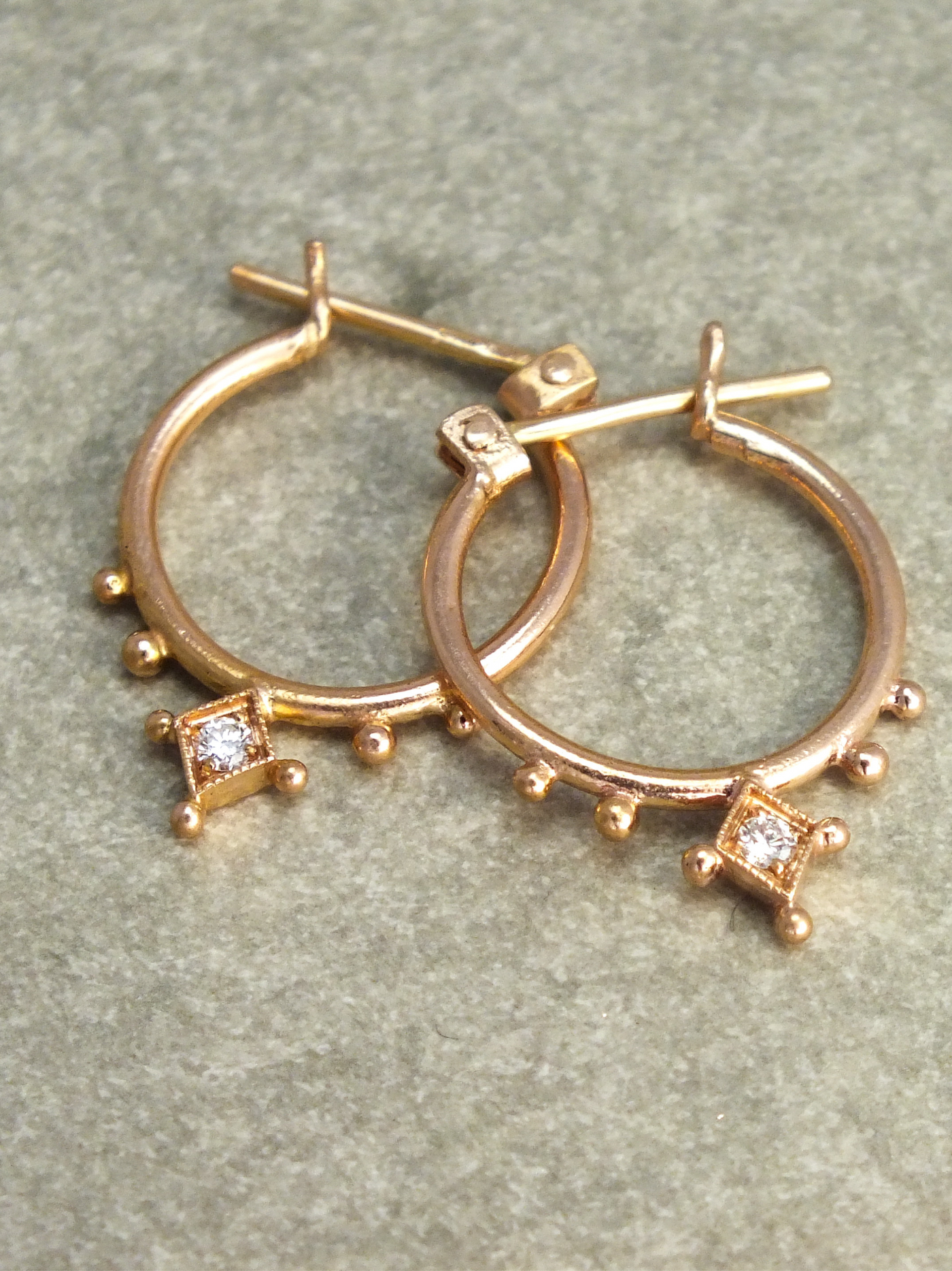 Temple of the Stars hoops with White Diamonds