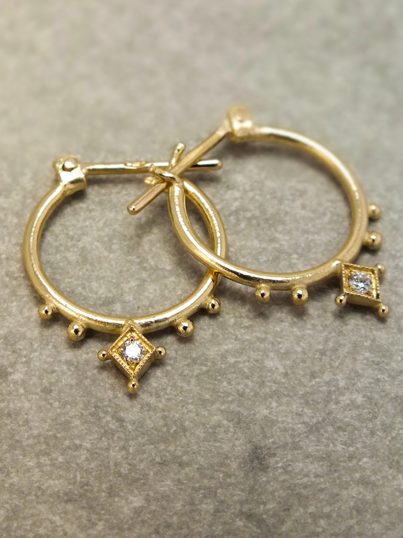 Temple of the Stars hoops with White Diamonds