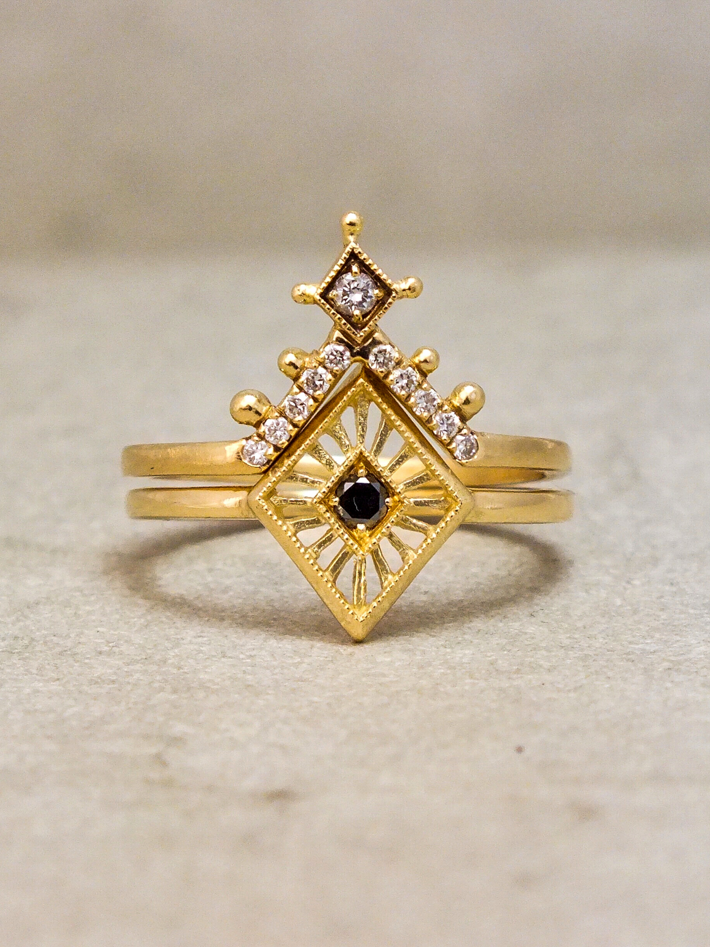 Art Deco Black Diamond Solitaire Ring