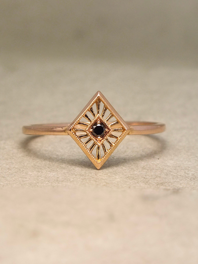 Art Deco Black Diamond Solitaire Ring