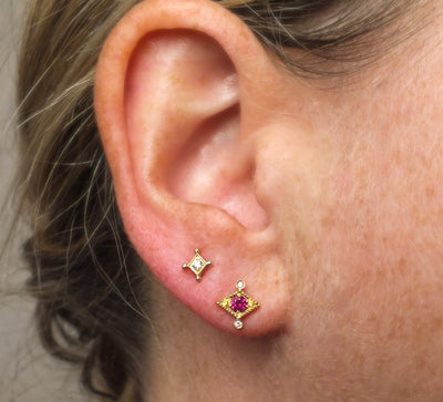 Temple of the Stars Diamond Stud Earrings